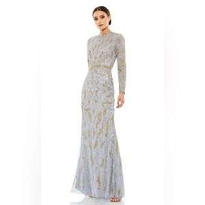 Mac Duggal Embellished Long Sleeve Evening Gown
